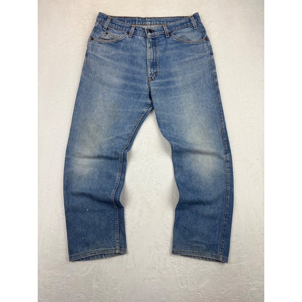 Vintage Levis 505 Mens 34x30 USA made Thigh Fading /Knee Stitch  Faded Denim